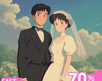 Custom Ghibli-Style Art, Anime Portraits for Couples, Families & Pets , Anniversary Gift, Anime From Photo, Personalized Anime, Wedding Gift