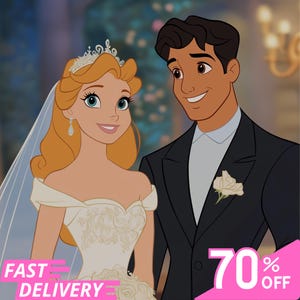 Disney Portrait, Couple Portrait, Portrait From Photo, Cartoon Style, Custom Gift, Personalized Gift, Mother's Day Gift, Custom Disney Style