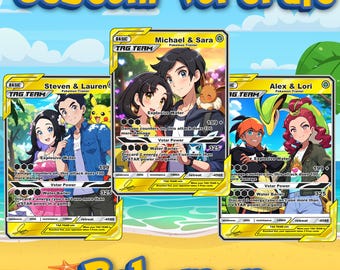 Benutzerdefiniertes Pokémon-inspiriertes Paarandenken Hochzeits- & Jubiläumsfoto für Pokemon-Karte, Porträtpaar, Anime vom Foto, digital