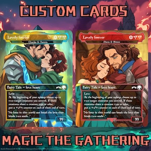 Tarjeta MTG personalizada, ilustración de Magic The Gathering, encargo, arte MTG, regalo de cumpleaños, cumpleaños, aniversario, parejas, retrato de pareja, mascota