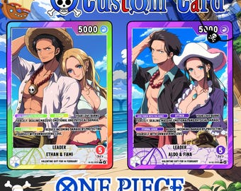 Custom One Piece Anime Card | Personalized Manga Style Card | Valentine, Wedding & Anniversary Gift for Couples