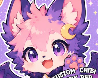Gepersonaliseerde Chibi Furry profielfoto | Digitale avatar kunst (PNG/JPG)