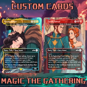 Spersonalizowana karta MTG, ilustracja Magic The Gathering, zlecenie, sztuka MTG, prezent urodzinowy, urodziny, rocznica, pary, portret pary, zwierzak