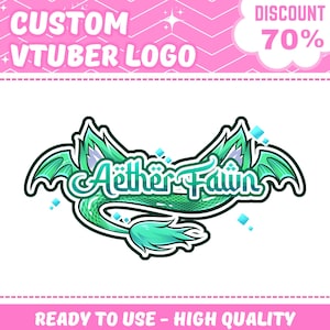 Custom Cute Vtuber Logo | Vtuber Logo, Custom VTuber Logo Commission, Cute Logo, Chibi Logo, Kawaii Logo Text, PNGTuber Logo, GIFTuber Logo