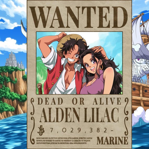 Custom Anime Portrait , Custom Anime Wanted Poster, Personalized Pirate Anime Gift, Printable Wallart, Anniversary Gift, One Piece Portraits