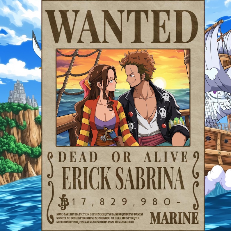 Custom Anime Portrait, Custom Anime Wanted Poster, Personalized Pirate Anime Gift, Printable Wall Art, Anniversary Gift, One Piece Portrait, Custom Wanted Poster, One Piece Fan Art, Pirate Anime Portrait, Anime Mugshot, Personalized Anime Art, Anime Couple Portrait, Unique Anime Gift, Digital Anime Art, Anime Wall Decor, One Piece Inspired Gift, Manga Style Portrait, Anime Illustration, Otaku Gift, Custom Anime Drawing, Luffy Wanted Poster, Hand-Drawn Anime, Pirate Bounty Poster
