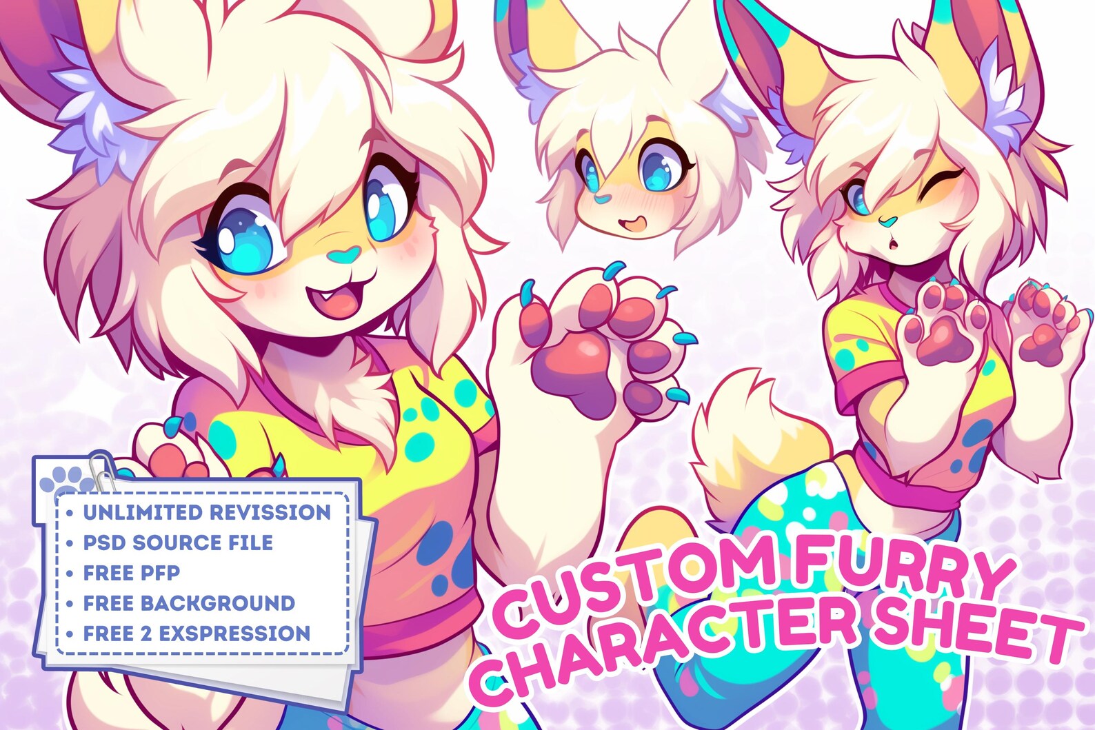 Custom Character Reference Sheet: OC, Furry, Fursona, Anthro, Vtuber ...