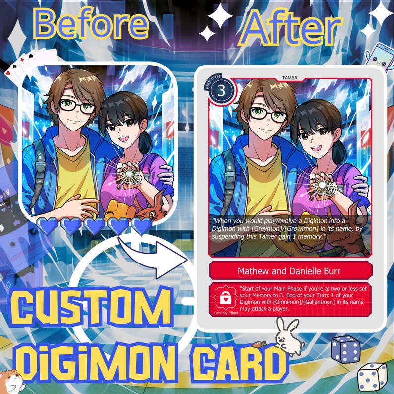 Custom Character Card Custom Digimon Inspired Trading Card, Personalized Anime Card From ...