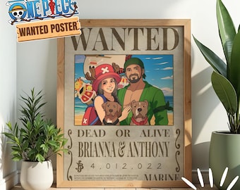 Pôster de Procurado Personalizado de One Piece, Arte Personalizada de Recompensa Pirata (Download Digital)