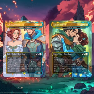 Carta MTG personalizzata, illustrazione di Magic The Gathering, commissione, arte MTG, regalo di compleanno, compleanno, anniversario, coppie, ritratto di coppia, animale domestico