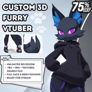 Custom Character 3D Furry Avatar | Vrchat Avatar Comission | 3D Anime | Furry Character Design