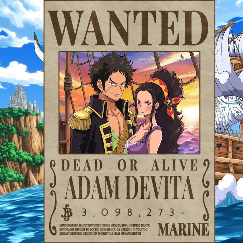 Custom Anime Portrait, Custom Anime Wanted Poster, Personalized Pirate Anime Gift, Printable Wall Art, Anniversary Gift, One Piece Portrait, Custom Wanted Poster, One Piece Fan Art, Pirate Anime Portrait, Anime Mugshot, Personalized Anime Art, Anime Couple Portrait, Unique Anime Gift, Digital Anime Art, Anime Wall Decor, One Piece Inspired Gift, Manga Style Portrait, Anime Illustration, Otaku Gift, Custom Anime Drawing, Luffy Wanted Poster, Hand-Drawn Anime, Pirate Bounty Poster