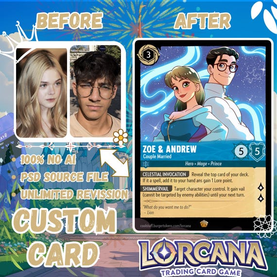 Custom Disney-style Portrait From Photo | Personalized Cartoon Illustration  | Lorcana Card Template | Gift for Her or Him (digital Delivery) - Etsy  Finland