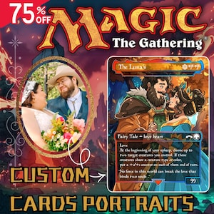 Spersonalizowana karta MTG, spersonalizowana karta Magic The Gathering ze zdjęciem, prezent na rocznicę ślubu i urodziny, prezent dla pary, karta kolekcjonerska Fantasy