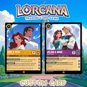 Biglietto d'auguri personalizzato Lorcana, illustrazione Disney Lorcana, arte Lorcana, regalo di compleanno, compleanno, anniversario, coppie, ritratto di coppia, famiglia, animale domestico
