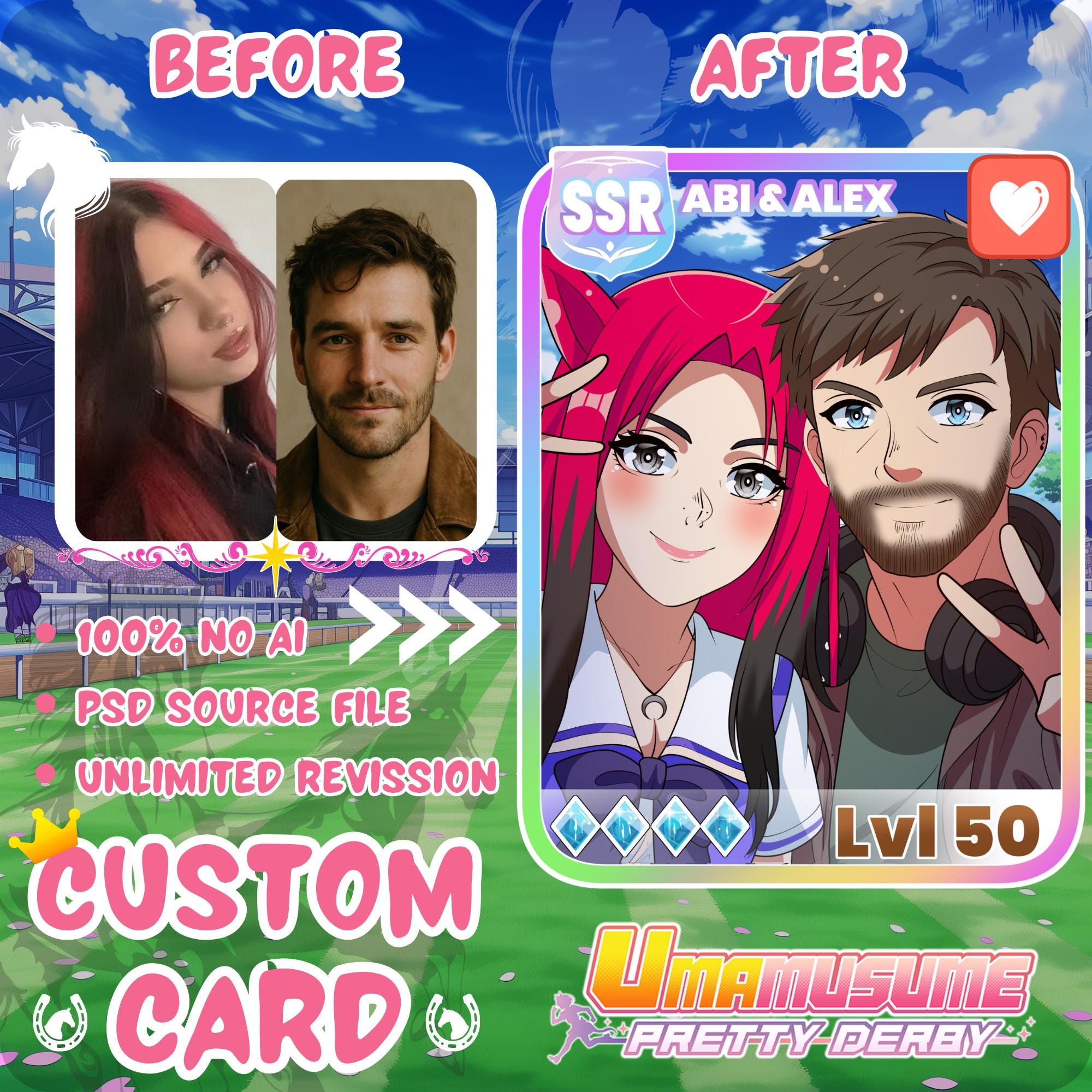 Musume First Design Uma Musume Pretty Derby Card | Custom Anime Portrait From Photo | OC ...