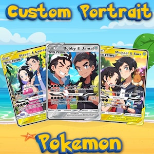 Carte Pokémon JCC personnalisée | Cadeau personnalisé pour anniversaire. Anniversaire, cadeaux Pokémon, portrait d'animal de compagnie personnalisé, cadeau Saint-Valentin, carte Pokémon, carte JCC