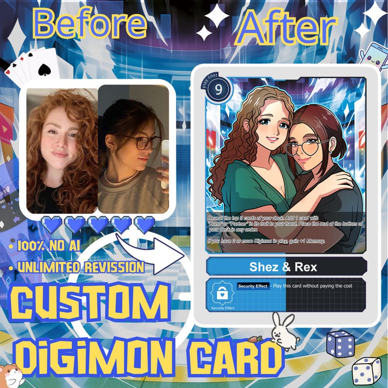 Custom Character Card Custom Digimon Inspired Trading Card, Personalized Anime Card From ...