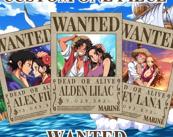 Custom Anime Portrait , Custom Anime Wanted Poster, Personalized Pirate Anime Gift, Printable Wallart, Anniversary Gift, One Piece Portraits