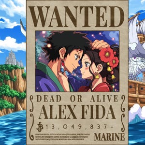 Custom Anime Portrait, Custom Anime Wanted Poster, Personalized Pirate Anime Gift, Printable Wall Art, Anniversary Gift, One Piece Portrait, Custom Wanted Poster, One Piece Fan Art, Pirate Anime Portrait, Anime Mugshot, Personalized Anime Art, Anime Couple Portrait, Unique Anime Gift, Digital Anime Art, Anime Wall Decor, One Piece Inspired Gift, Manga Style Portrait, Anime Illustration, Otaku Gift, Custom Anime Drawing, Luffy Wanted Poster, Hand-Drawn Anime, Pirate Bounty Poster