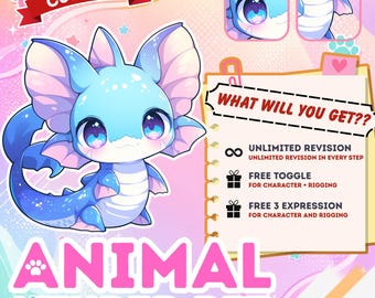 Mascota personalizada para streaming / Mascota animal Vtuber / Animal Vtuber / Mascota Vtuber / Vtuber / Live2d / Mascota Vtuber para Twitch, Kick, Youtuber, X