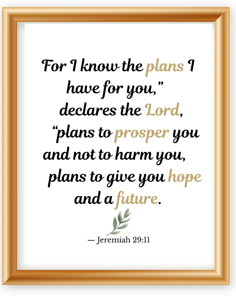 Jeremiah 29 11 Printable Wall Art – Christian Scripture Decor – Bible ...
