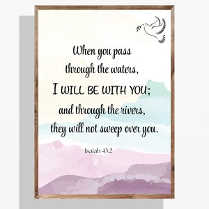 Isaiah 43:2 Bible Verse Wall Art | Christian Printable Scripture | Faith Digital Download | Walk Through Fire Verse Decor
