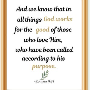 Romans 8:28 Bible Verse Wall Art – Christian Scripture Printable – Faith Home Decor – Digital Download