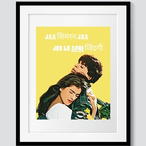 Bollywood Poster: Shah Rukh Khan Kajol DDLJ | Bollywood Wall Art | Desi Art | Indian Movie Poster |Film Poster| Dilwale Dulhaniya Le Jayenge