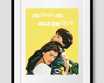 Bollywood Poster: Shah Rukh Khan Kajol DDLJ | Bollywood Wall Art | Desi Art | Indian Movie Poster |Film Poster| Dilwale Dulhaniya Le Jayenge