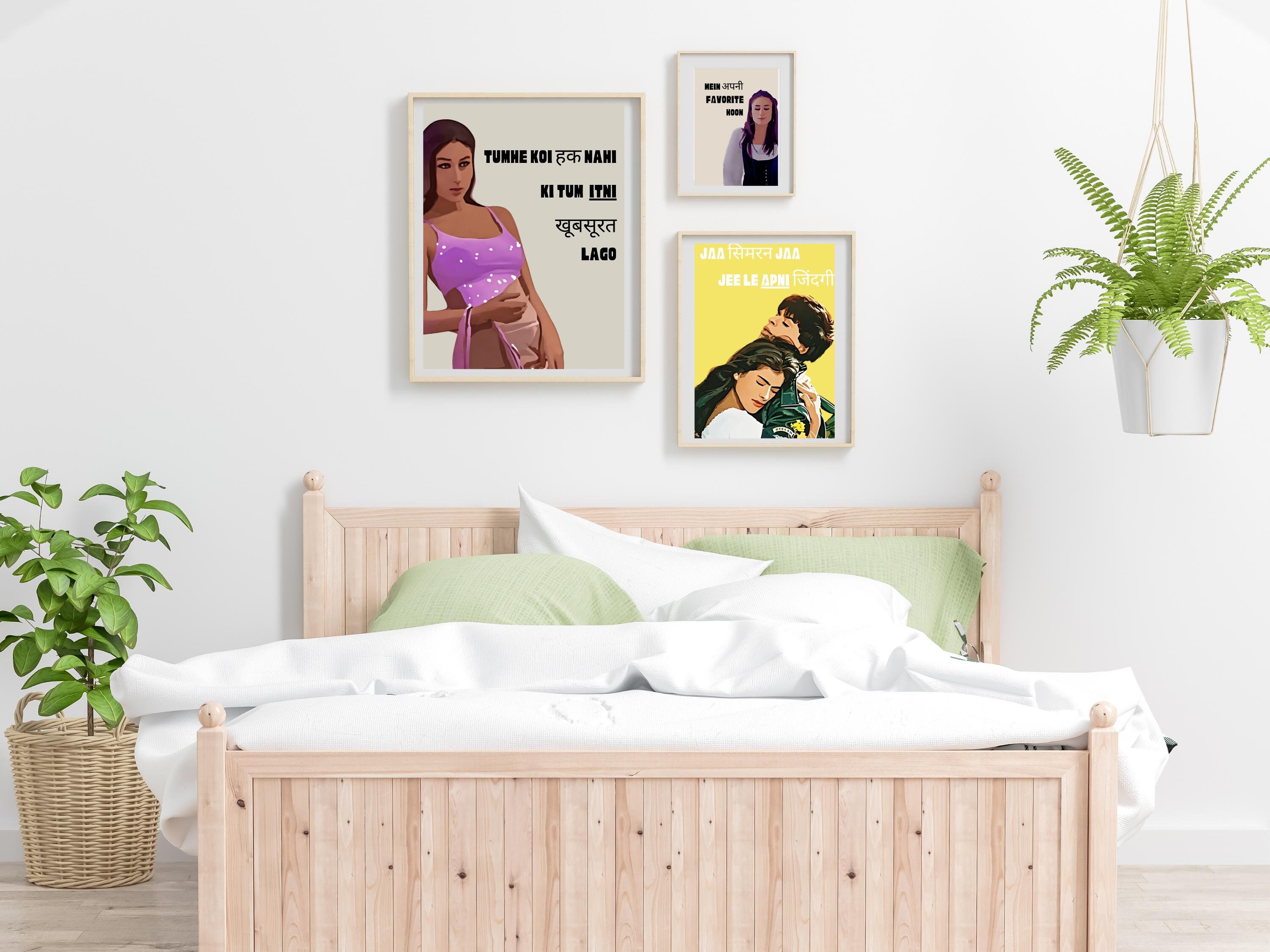 Bollywood Poster Bundle – ANY 3 Digital Prints | Shah Rukh Khan Kajol DDLJ | SRK | Wall Art |  Desi Art | Indian Movie Poster | Film Poster