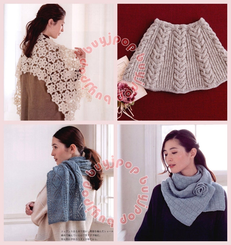 Japanese Crochet Knitting Craft Pattern Book Yumiko Crochet Knit Wear Cape Shawl Bag image 3