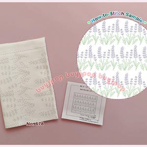 LAVANDA- Japón Hobbyra Hobbyre Sashiko Hana Fukin Patrón Sampler Tela Blanca 678
