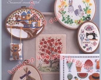 Japanese Embroidery Craft Pattern Book Japan Seasonal Cross Stitch