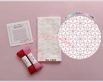 Flower Ring - Japan Hobbyra Hobbyre Sashiko Hana Fukin Pattern Sampler White Cloth 1452 or Cloth Thread Set,