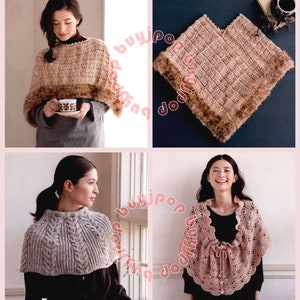 Japanese Crochet Knitting Craft Pattern Book Yumiko Crochet Knit Wear Cape Shawl Bag image 4