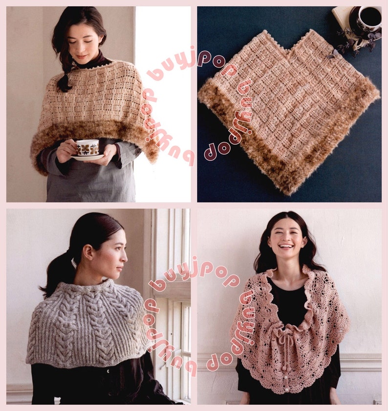 Japanese Crochet Knitting Craft Pattern Book Yumiko Crochet Knit Wear Cape Shawl Bag image 4