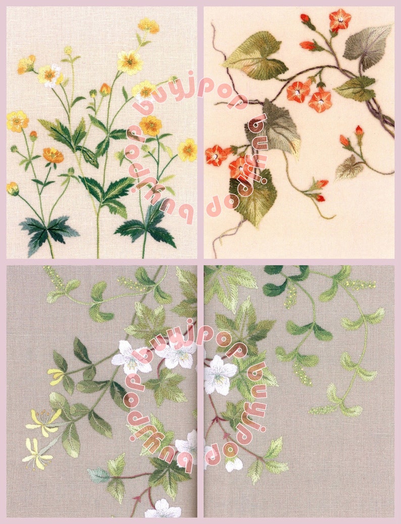 Japanese Embroidery Craft Pattern Book Totsuka Flower Wild Mountain Grass Embroidery Stitch image 4