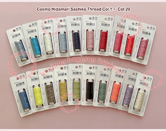 Japan Lecien Cosmo hidamari Sashiko Embroidery 30m Thread Solid Color 20 Spools Set Col 1 ~ Col 20