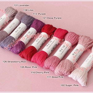 Filo da cucito per ricamo Sashiko Hobbyra Hobbyre Japan 85 m ROSA ROSSO VIOLA Colore 102 111 116 125 126 121 112 138 131