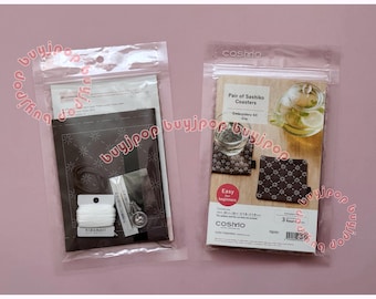 Kit de démarrage Sashiko - édition anglaise Japon Cosmo hidamari Broderie Sashiko 2 sous-verres motif tissu + fil, aiguille, enfileur