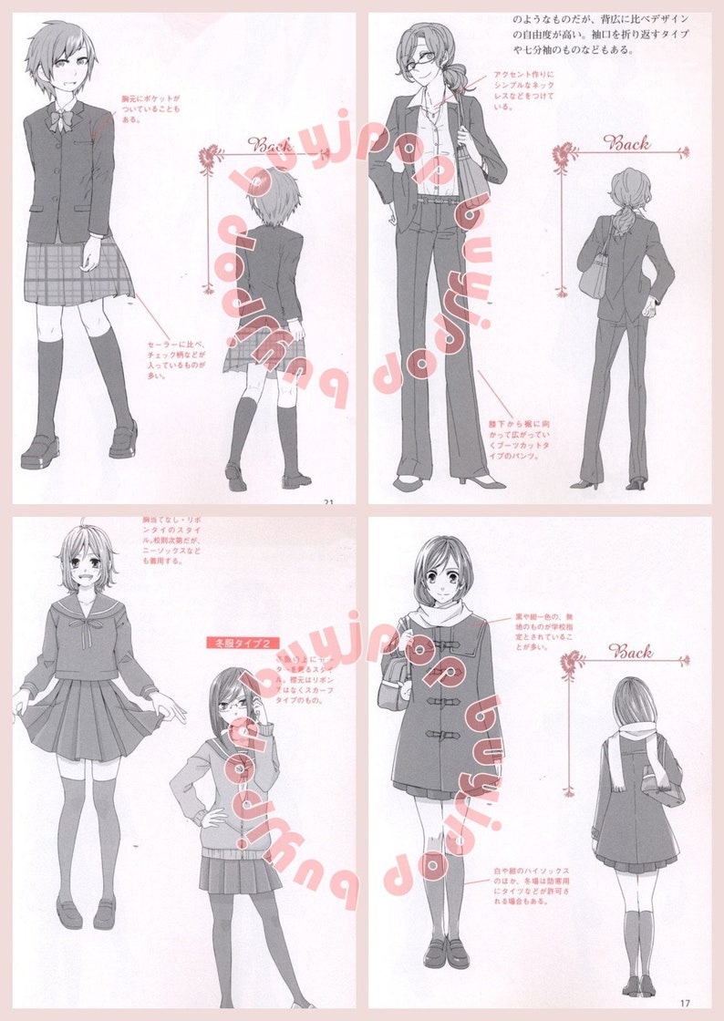 Manga Anime Comic Character Costume 200 Female Uniforms Outfit Illustration How To Draw Japanese Book image 5