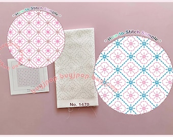 FLOWER STAR - Japan Hobbyra Hobbyre Sashiko Hana Fukin Pattern Sampler White Cloth 1470, Sold Out in Japan