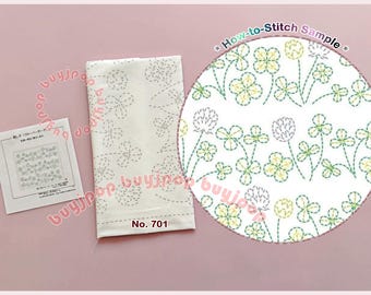 Clover Garden - Japan Hobbyra Hobbyre Sashiko Hana Fukin Pattern Sampler White Cloth 701
