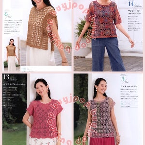 Nouveau livre de modèles d'artisanat au crochet japonais, 30 dames portant un gilet, un cardigan, une collection printemps-été image 4