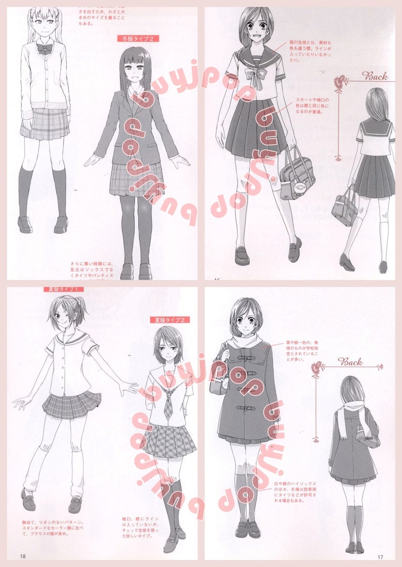 How To Draw Manga Anime Comic Character Costume Female Uniforms Outfit 200 Illustration Japanese Book image 7