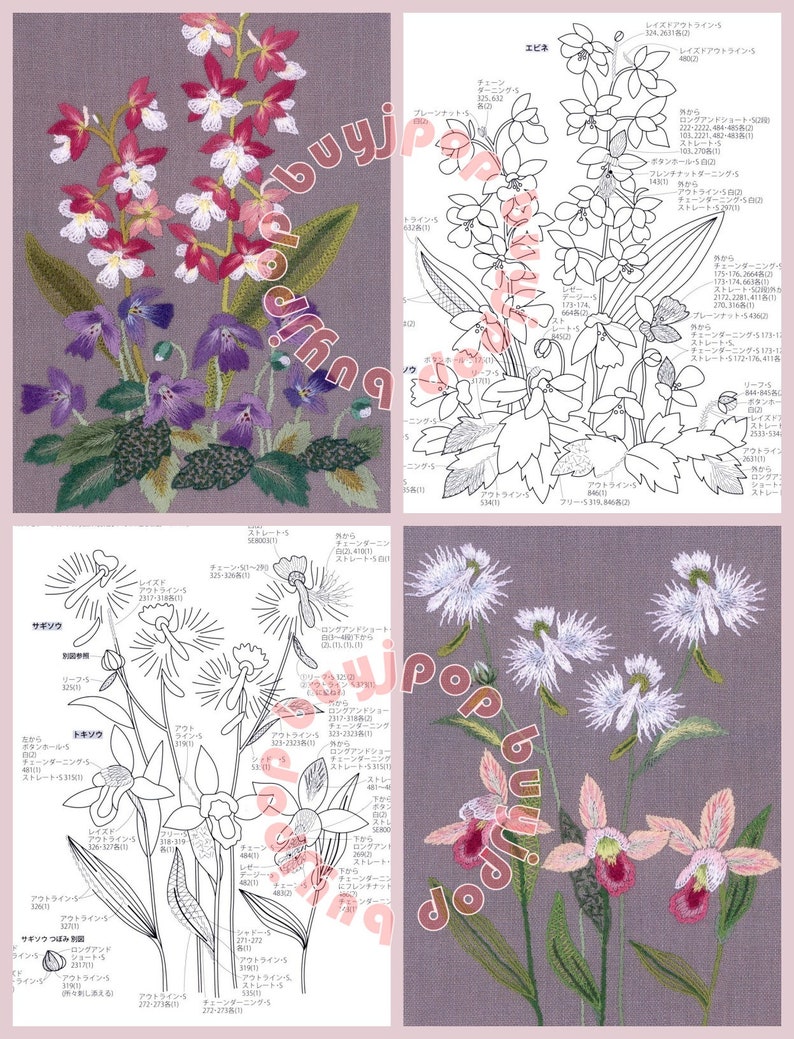 Japanese Embroidery Craft Pattern Book Totsuka Flower Wild Mountain Grass Embroidery Stitch image 5