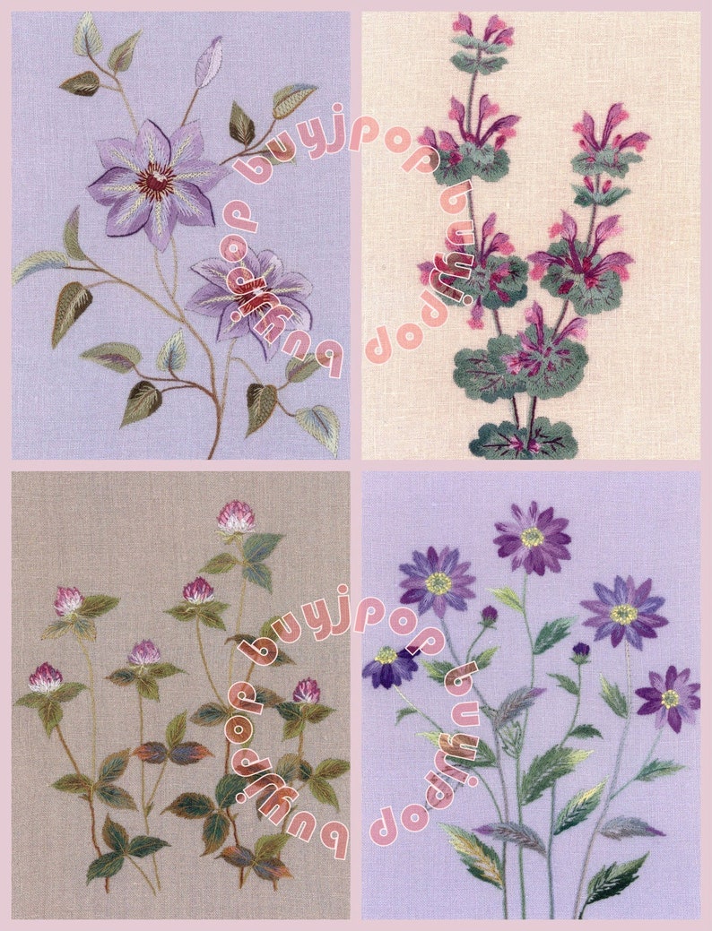 Japanese Embroidery Craft Pattern Book Totsuka Flower Wild Mountain Grass Embroidery Stitch image 3