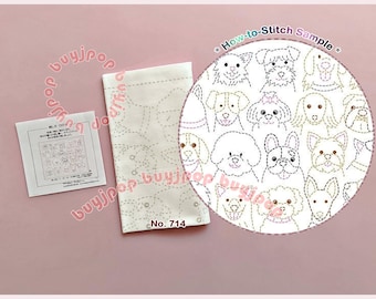DOG - Japan Hobbyra Hobbyre Sashiko Hana Fukin Pattern Sampler White Cloth 714
