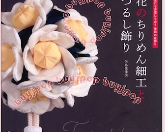 Japanese Craft Pattern Book Flower Chirimen Motif and Handing Mobile Decoration